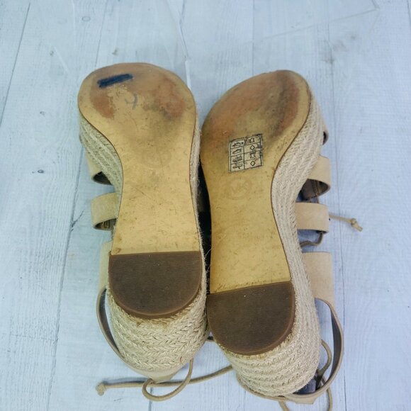 Michael Michael Kors Womens ST16A Beige Lace Up  Wedge Heels Sandals Sz 8.5 M - Picture 8 of 9